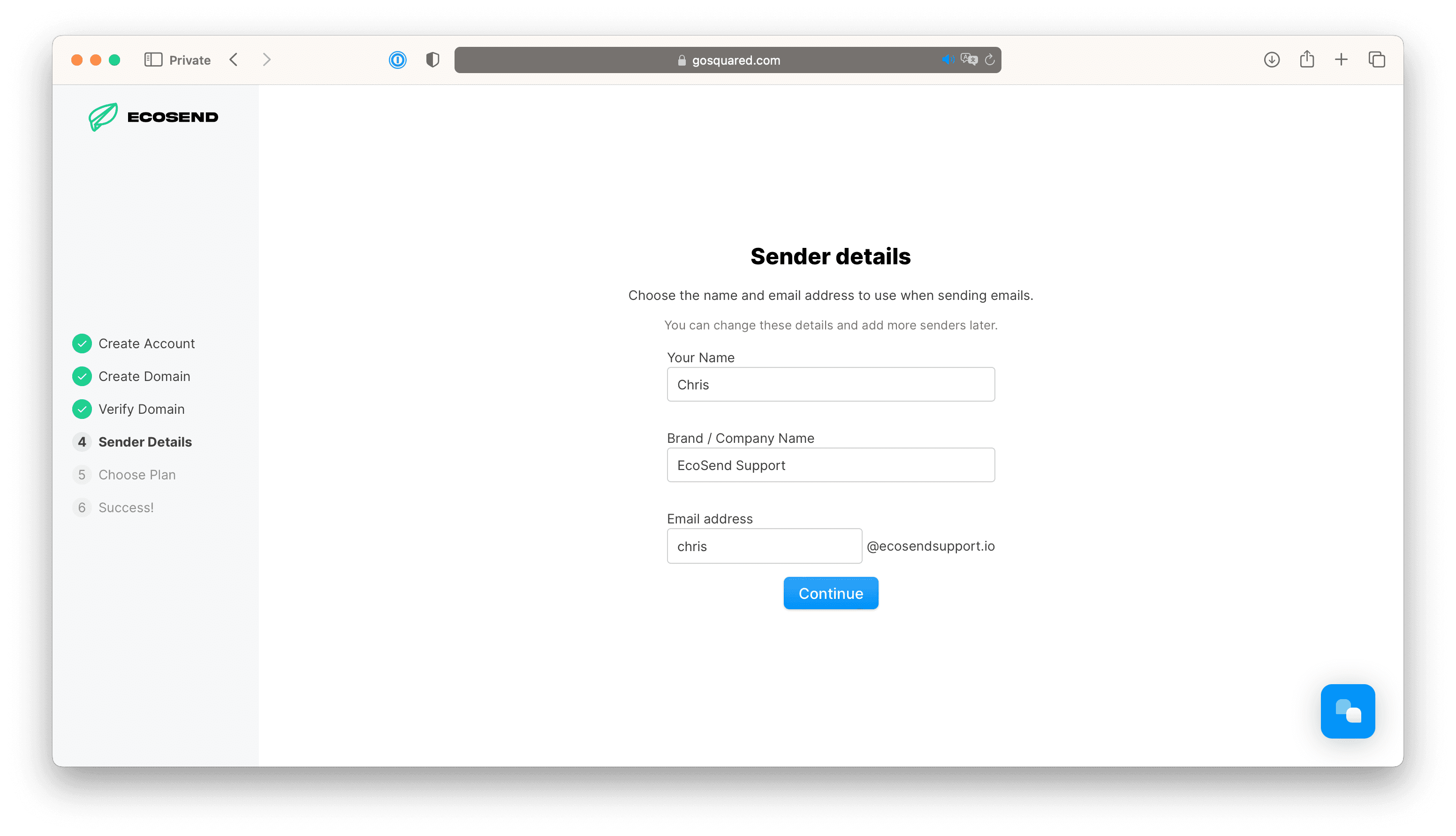 Updating your Sender Profile in onboarding