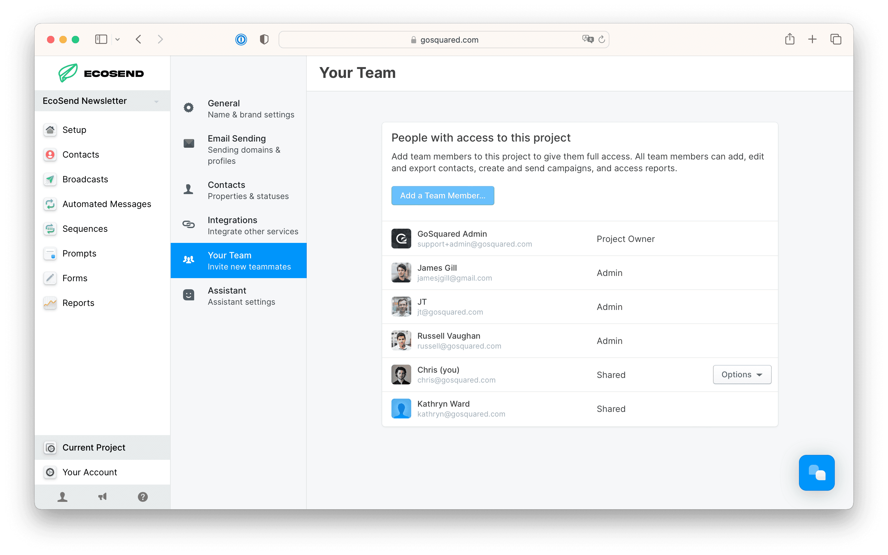 Updating your Sender Profile in Settings