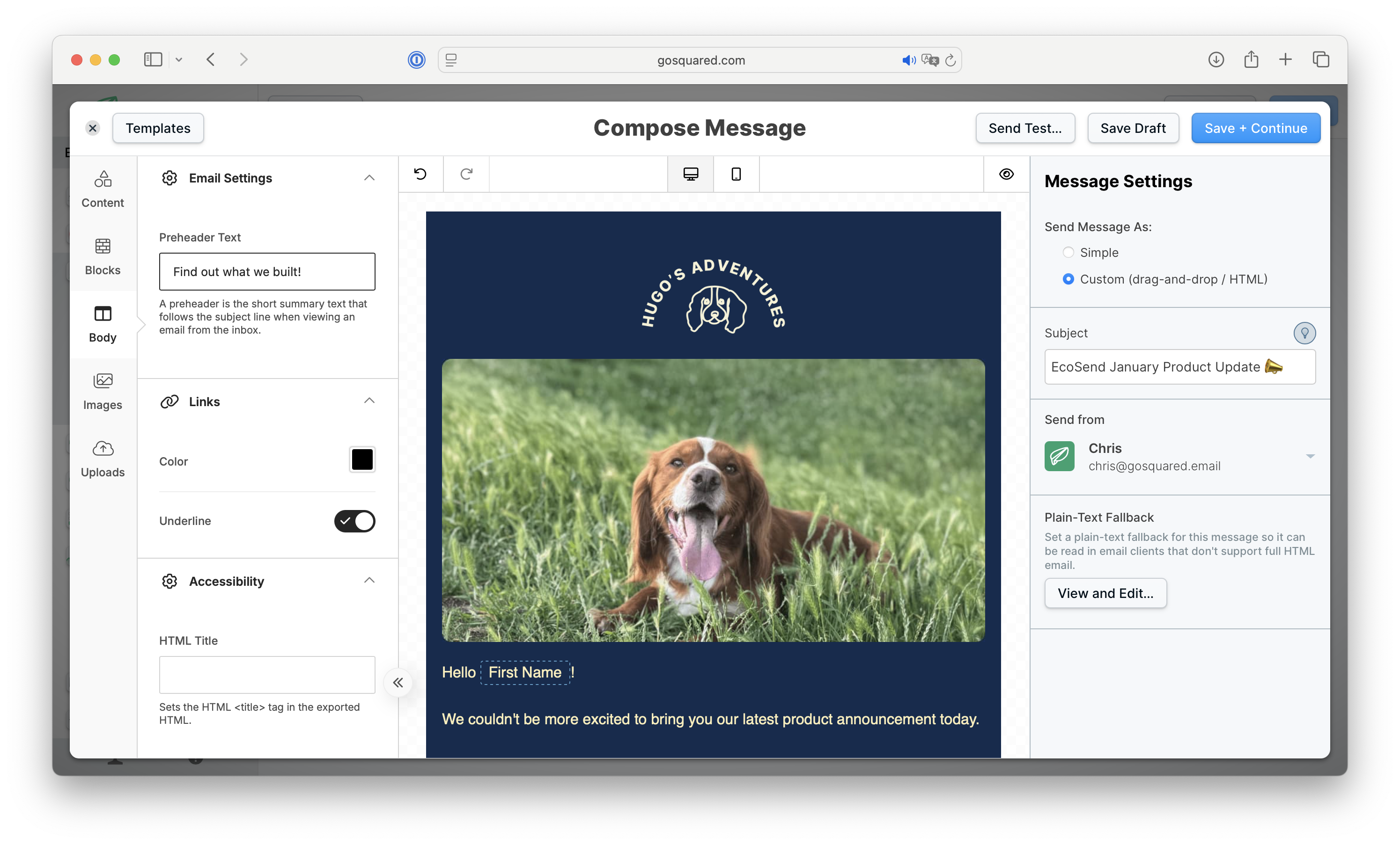 Preview Text Box in EcoSend Broadcasts