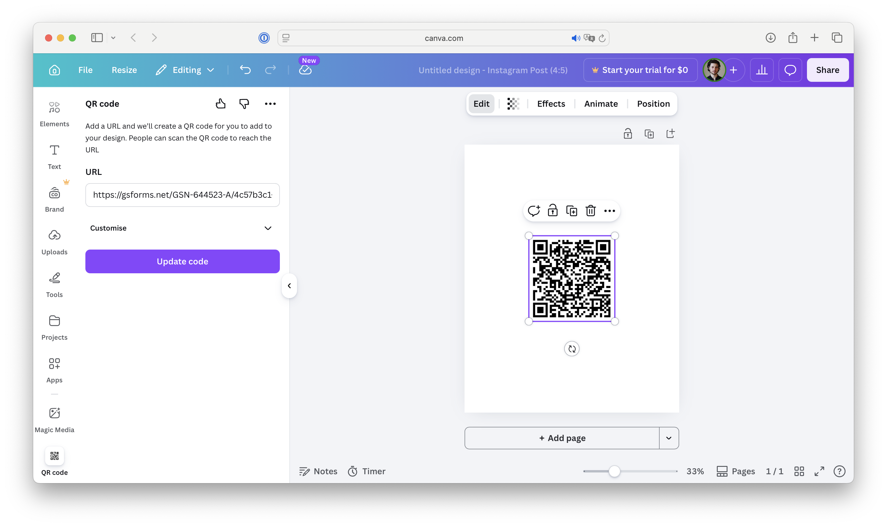 EcoSend QR Code in Canva - Draft