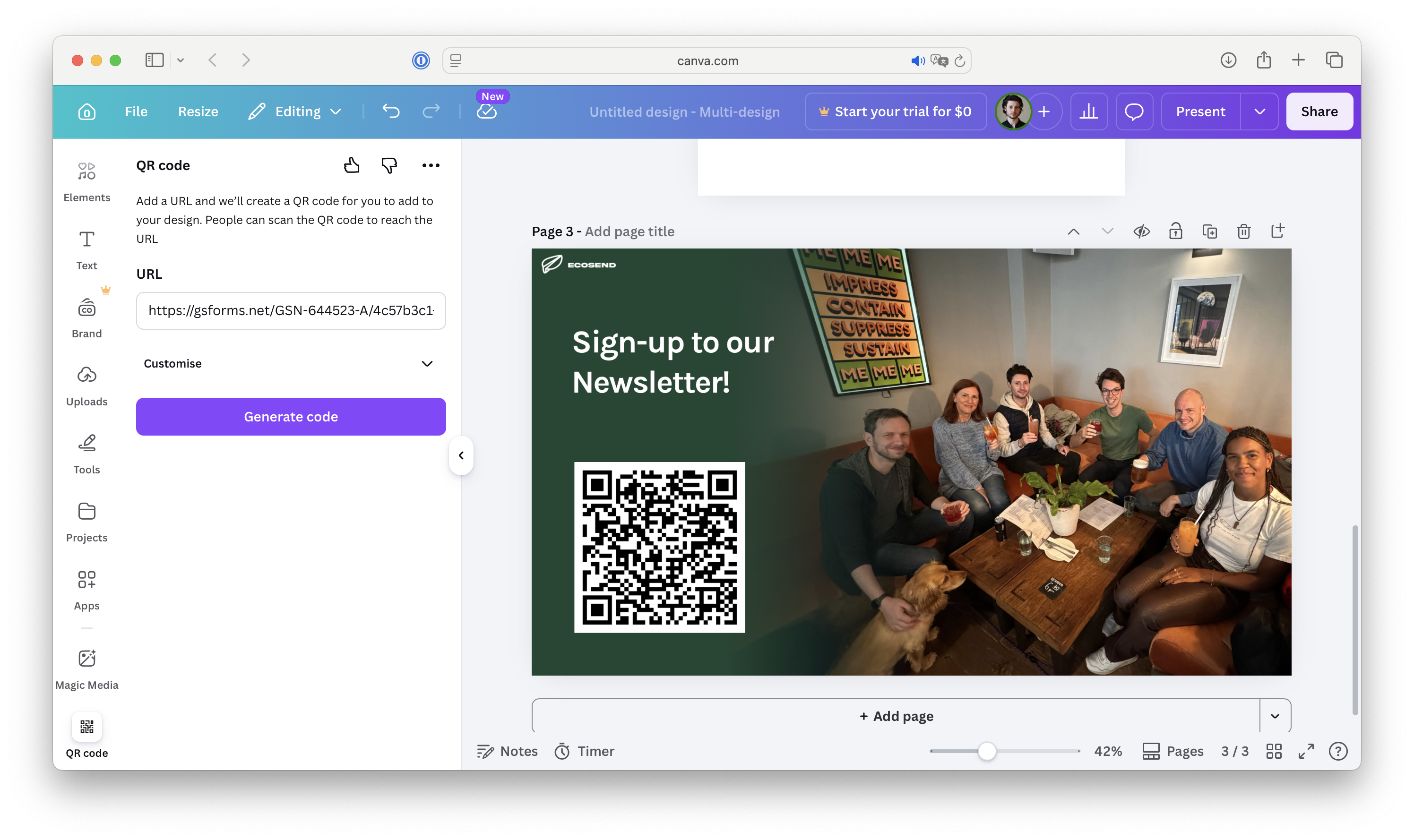 EcoSend QR Code in Canva - Finished