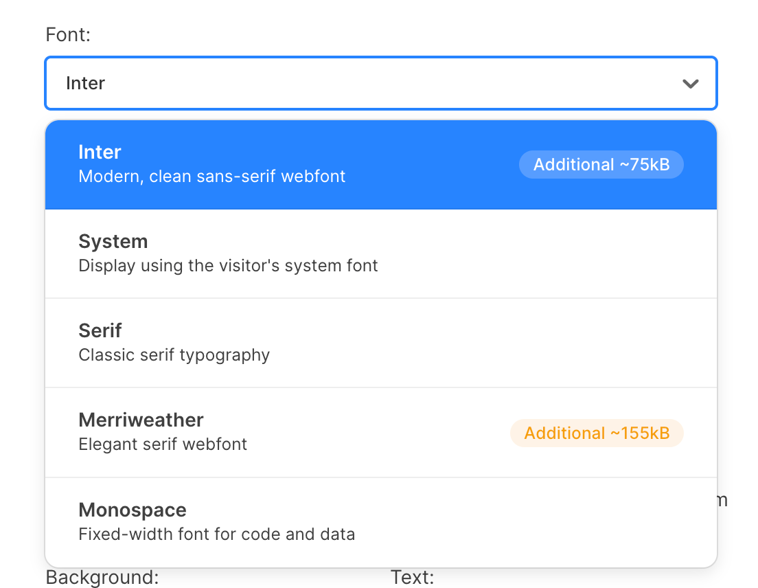 Choose a font for your EcoSend Form