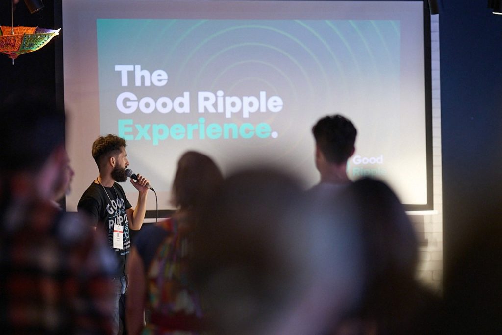 Carlos on stage at The Good Ripple Experience.