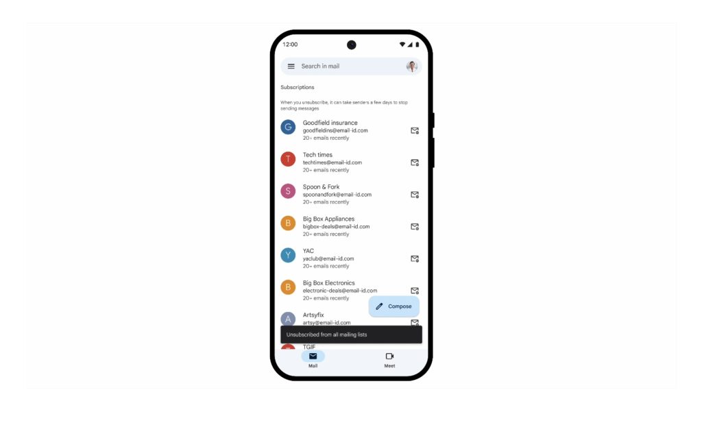 Gmail subscriptions