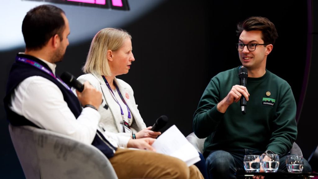James Gill speaking on the SaaS for Good panel at SaaStock 2025.