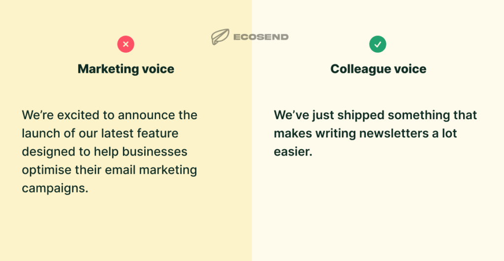 Marketing voice vs Colleague voice
