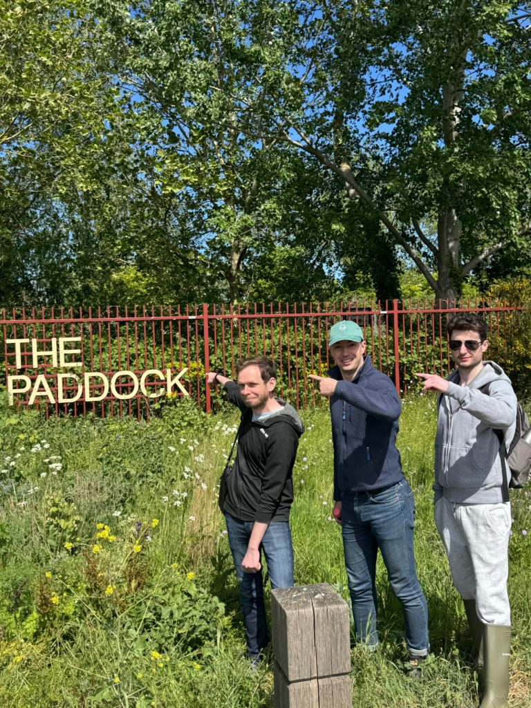JT, James, and Chris outside The Paddock conservation site