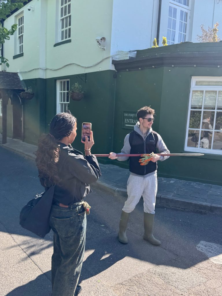 Chris messing around with a spear...